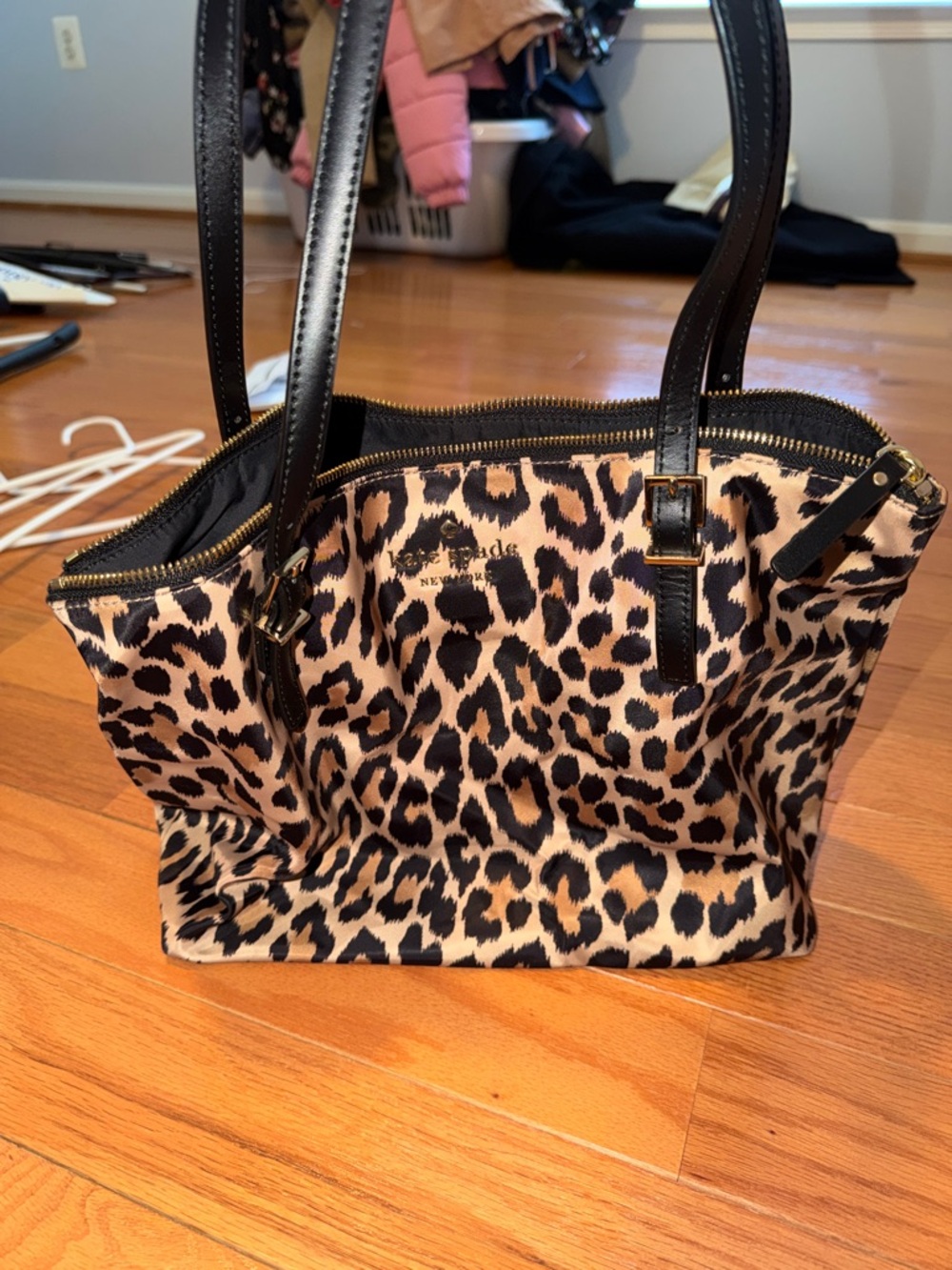 kate spade Leopard Print Tote in Beige, Black & Brown